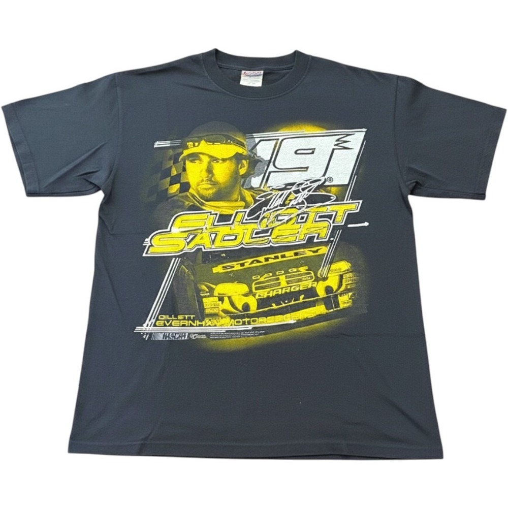 Chase Authentics Elliott Sadler VTG 2008 NASCAR #19 Graphic Tee Medium Black Y2K